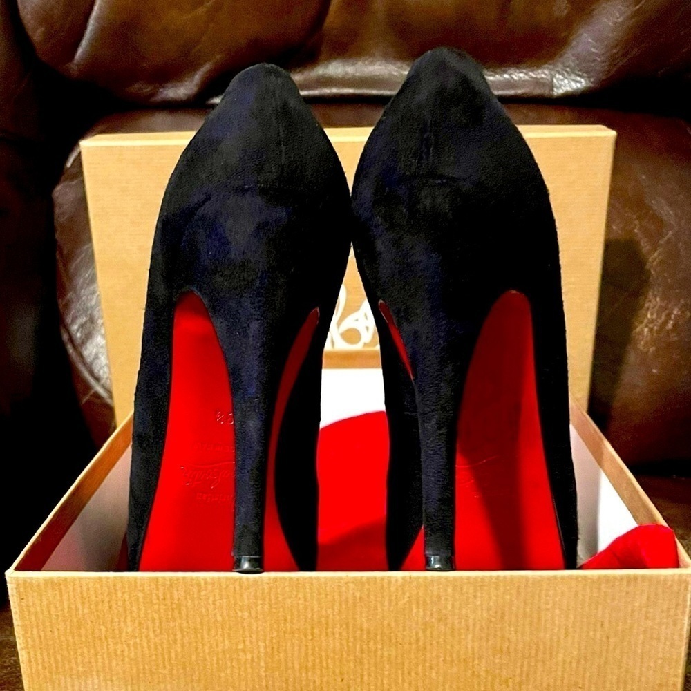 Christian Louboutin Very Prive 120mm Veau velour platform Peep pump EU 38.5